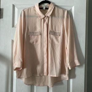 Pink button-up blouse Size L